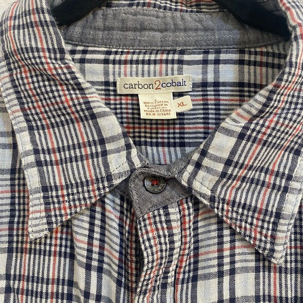 carbon 2 cobalt Mens Button‎ Shirt 100% Cotton Long Sleeve XL